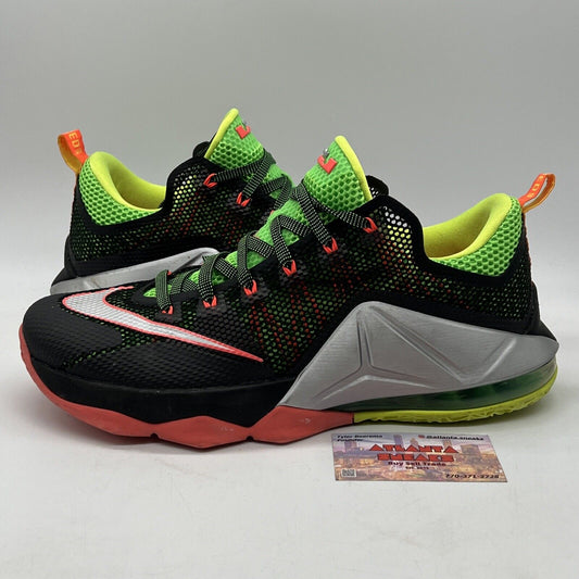 Size 12 - Nike LeBron 12 Low Remix Grey Black Green (724557-003)