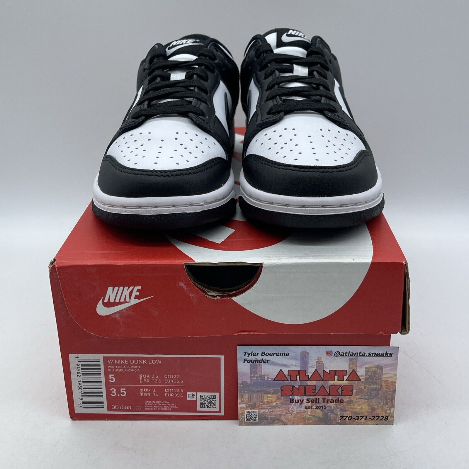 Size 5W - Nike Dunk Low Black White Leather (DD1503-101)