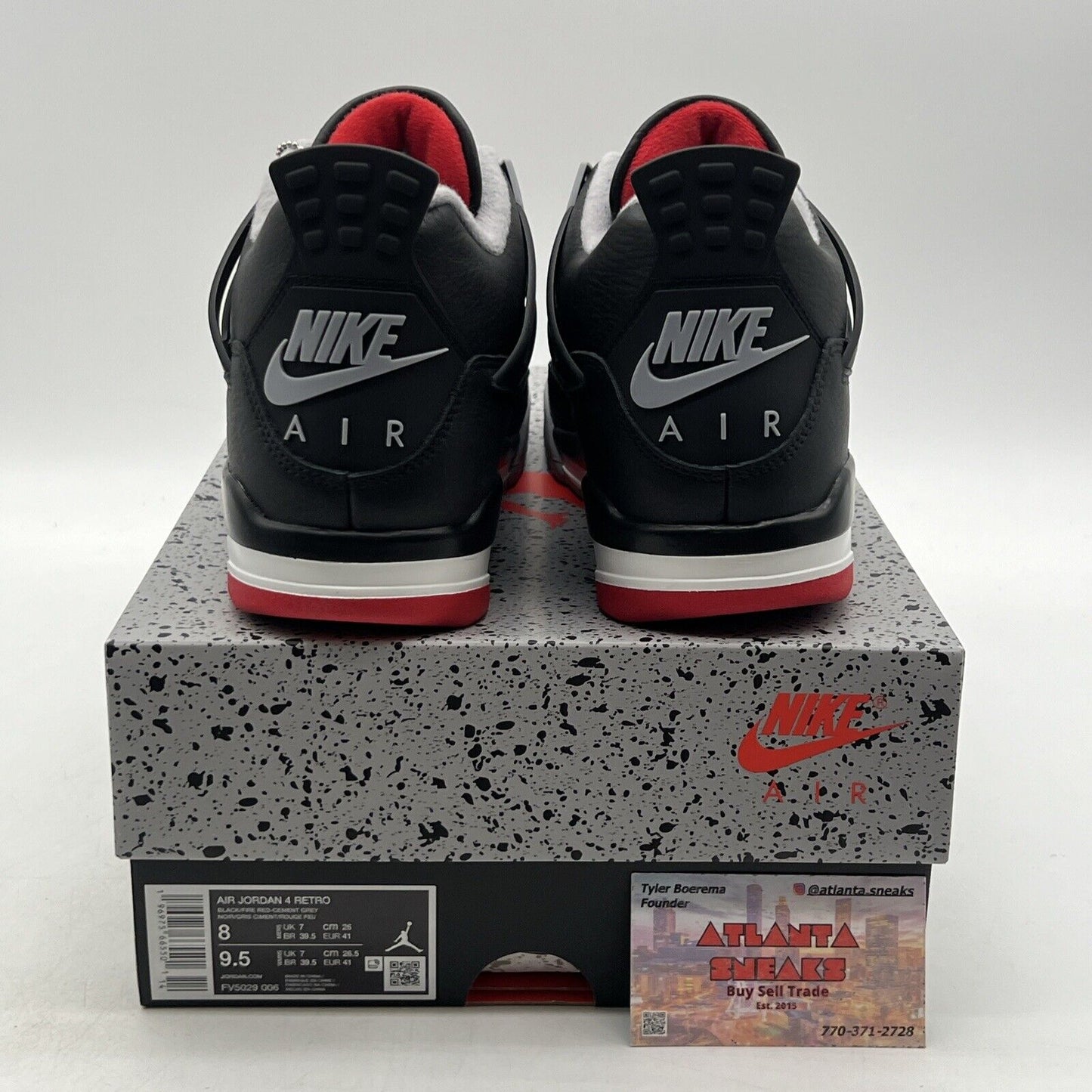 Size 8 - Air Jordan 4 Retro Bred Reimagined Black White Red Leather (FV5029-006)