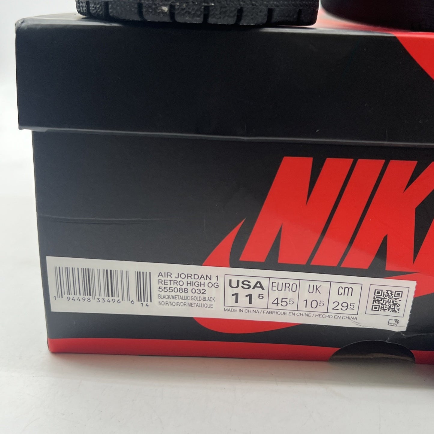 Size 11.5 - Air Jordan 1 Black 2020 (555088-032)