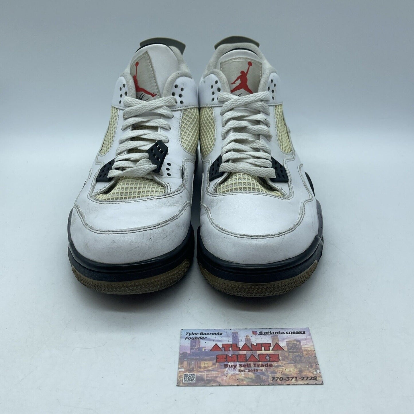 Size 10.5 - Jordan 4 Retro Cement 2012 White Red Black Leather (308497-103)