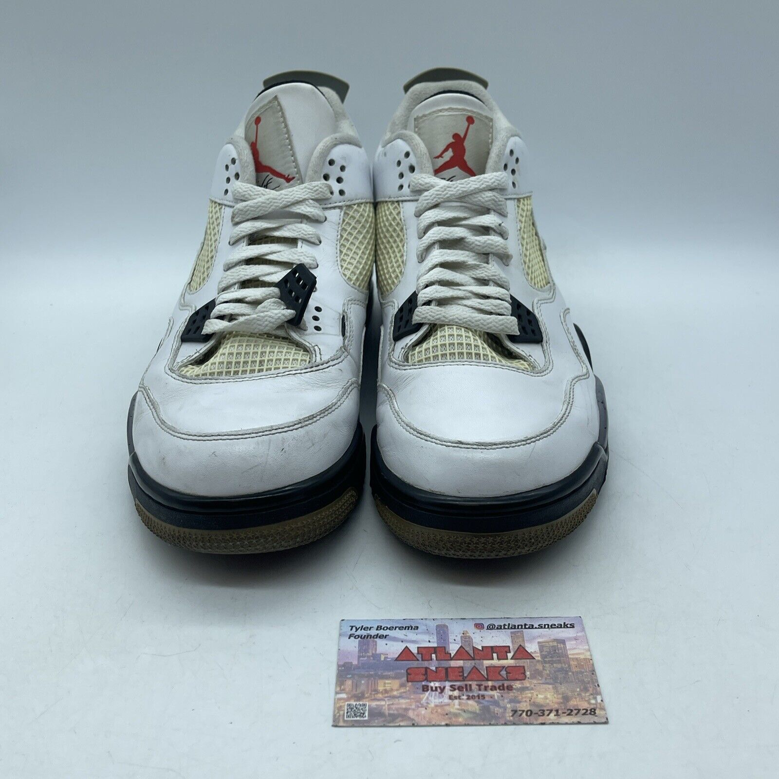Size 10.5 - Jordan 4 Retro Cement 2012 White Red Black Leather (308497-103)