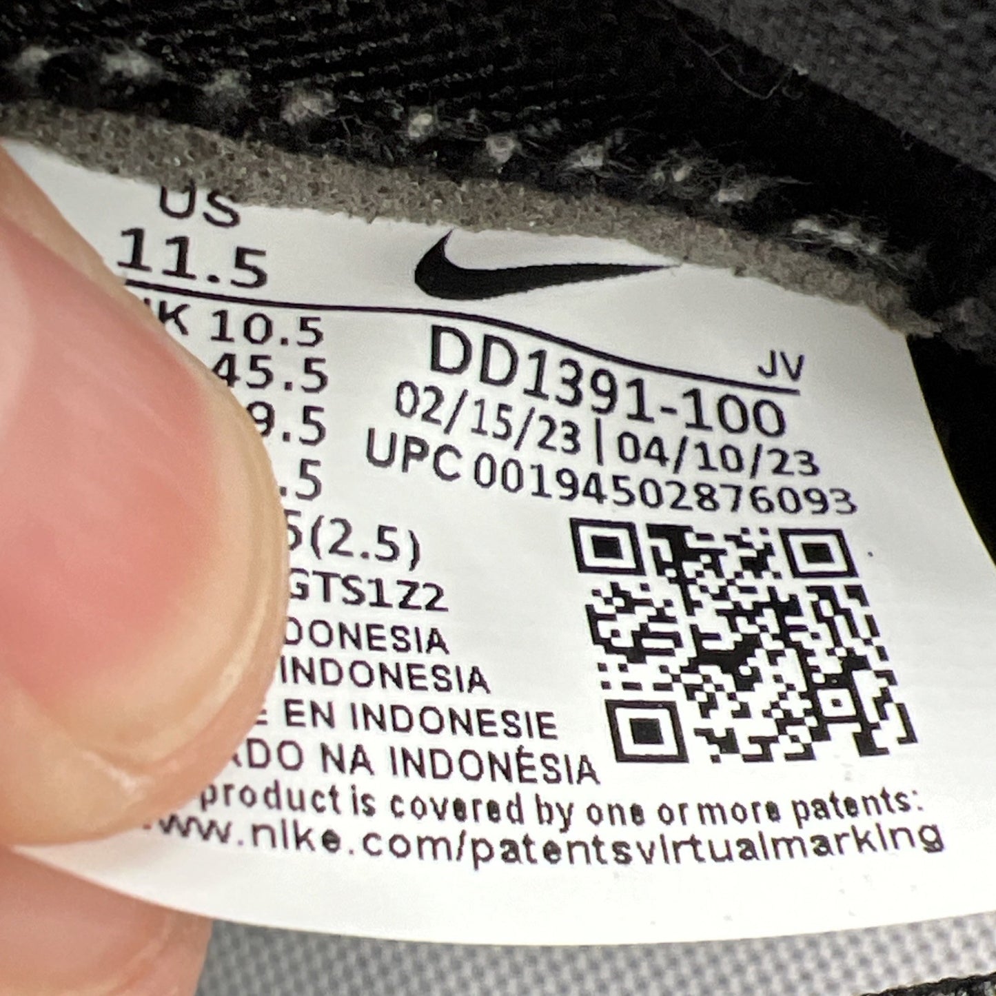 Size 11.5 - Nike Dunk Low Black White (DD1391-100)