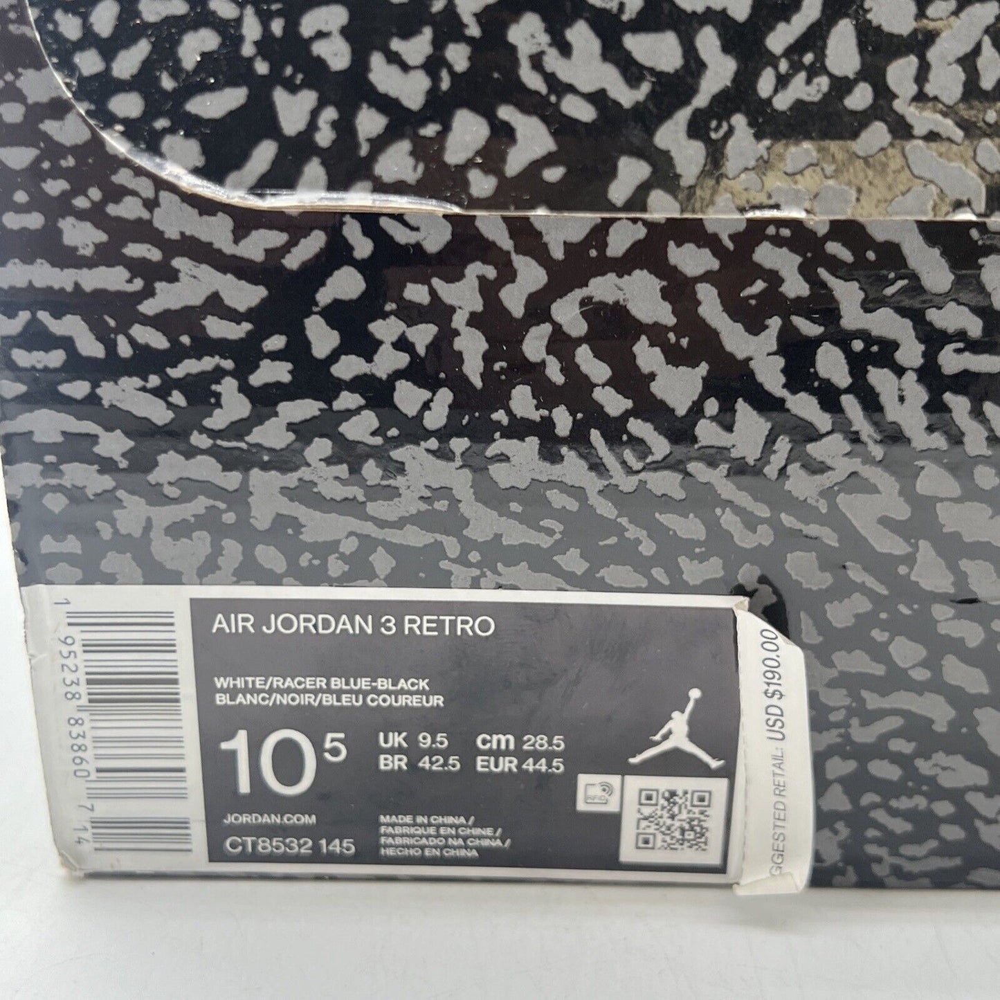 Size 10.5 - Jordan 3 Retro Mid Racer Blue White Black Leather (CT8532-145)
