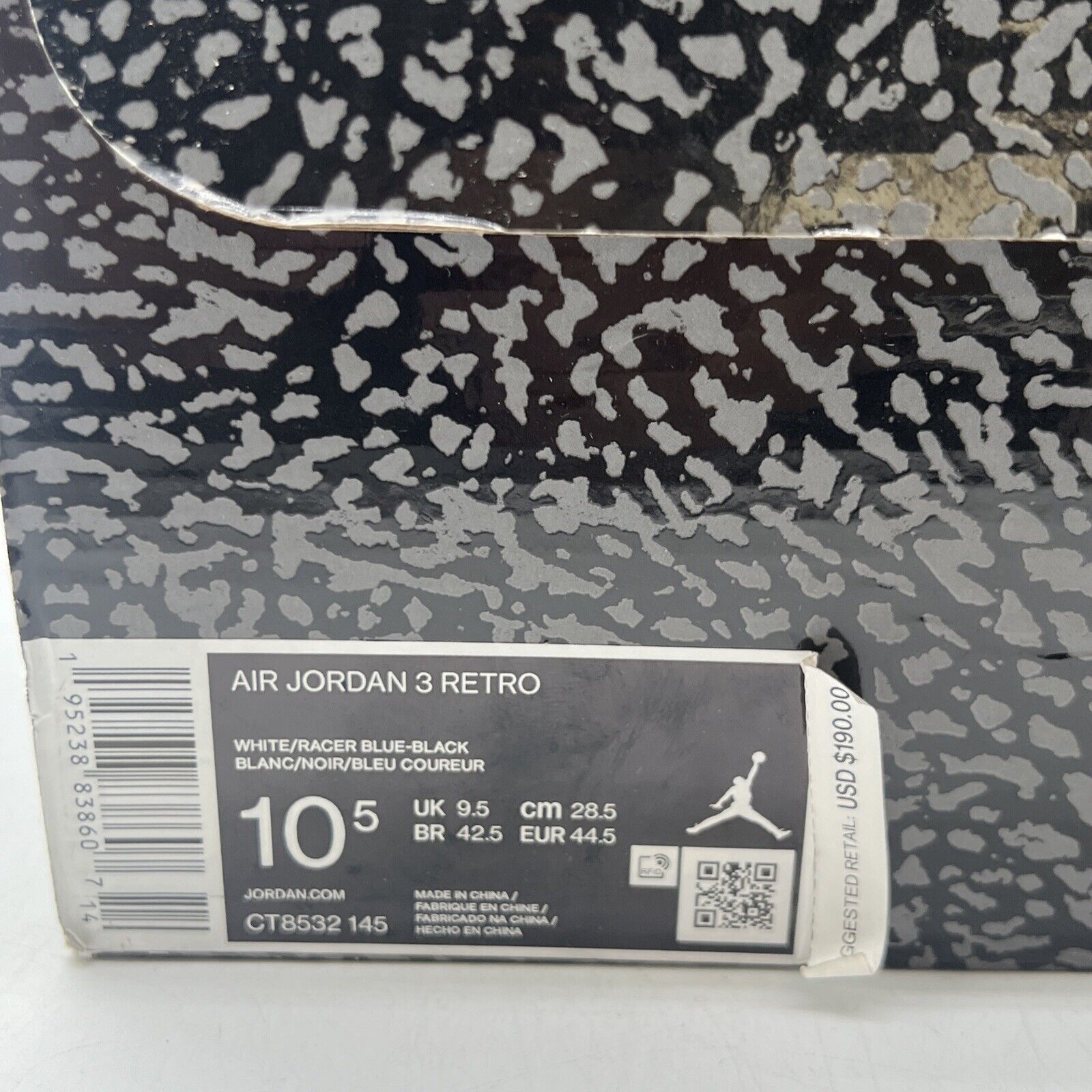 Size 10.5 - Jordan 3 Retro Mid Racer Blue White Black Leather (CT8532-145)