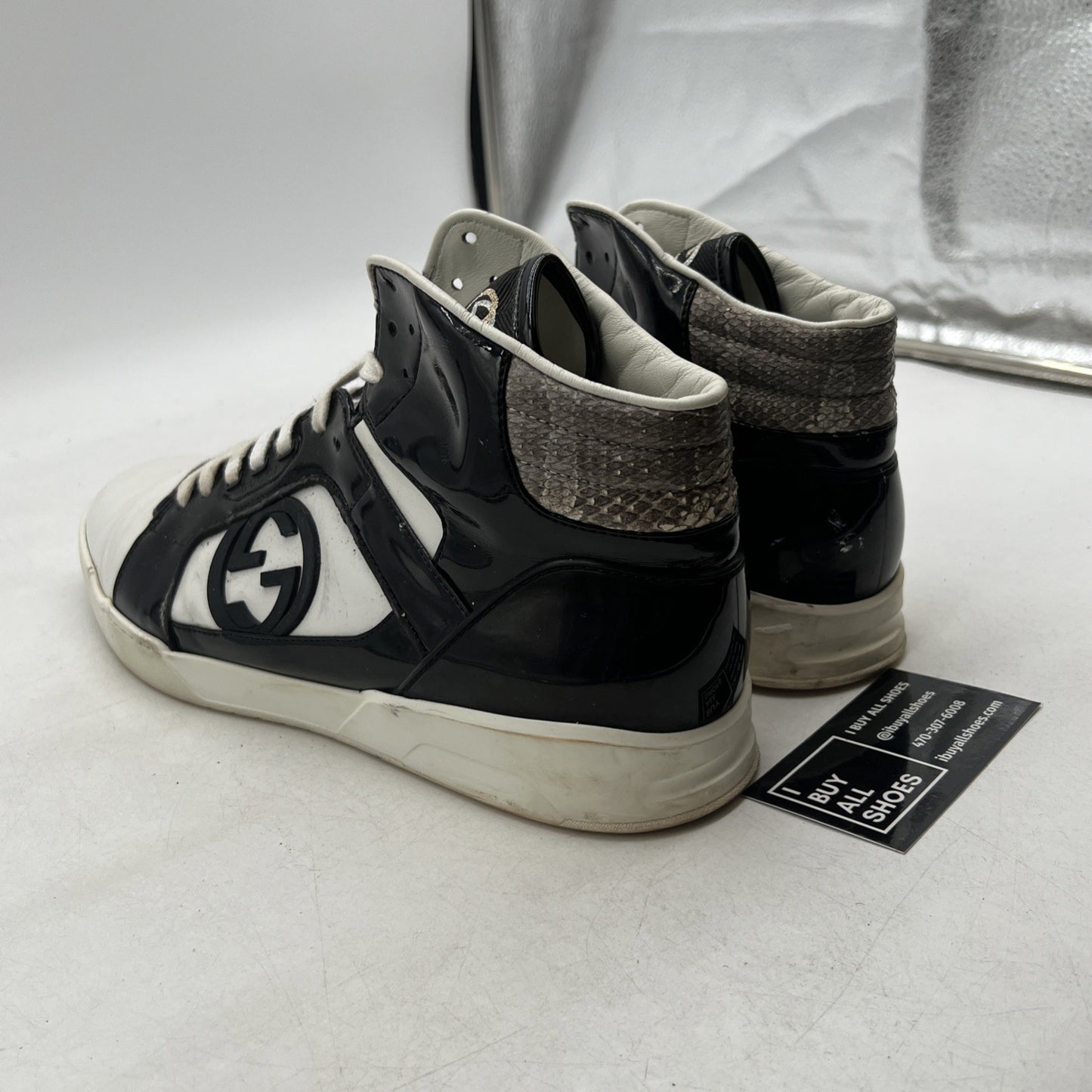 Size 12.5G - GUCCI Rebound Snakeskin High Top Sneakers GG