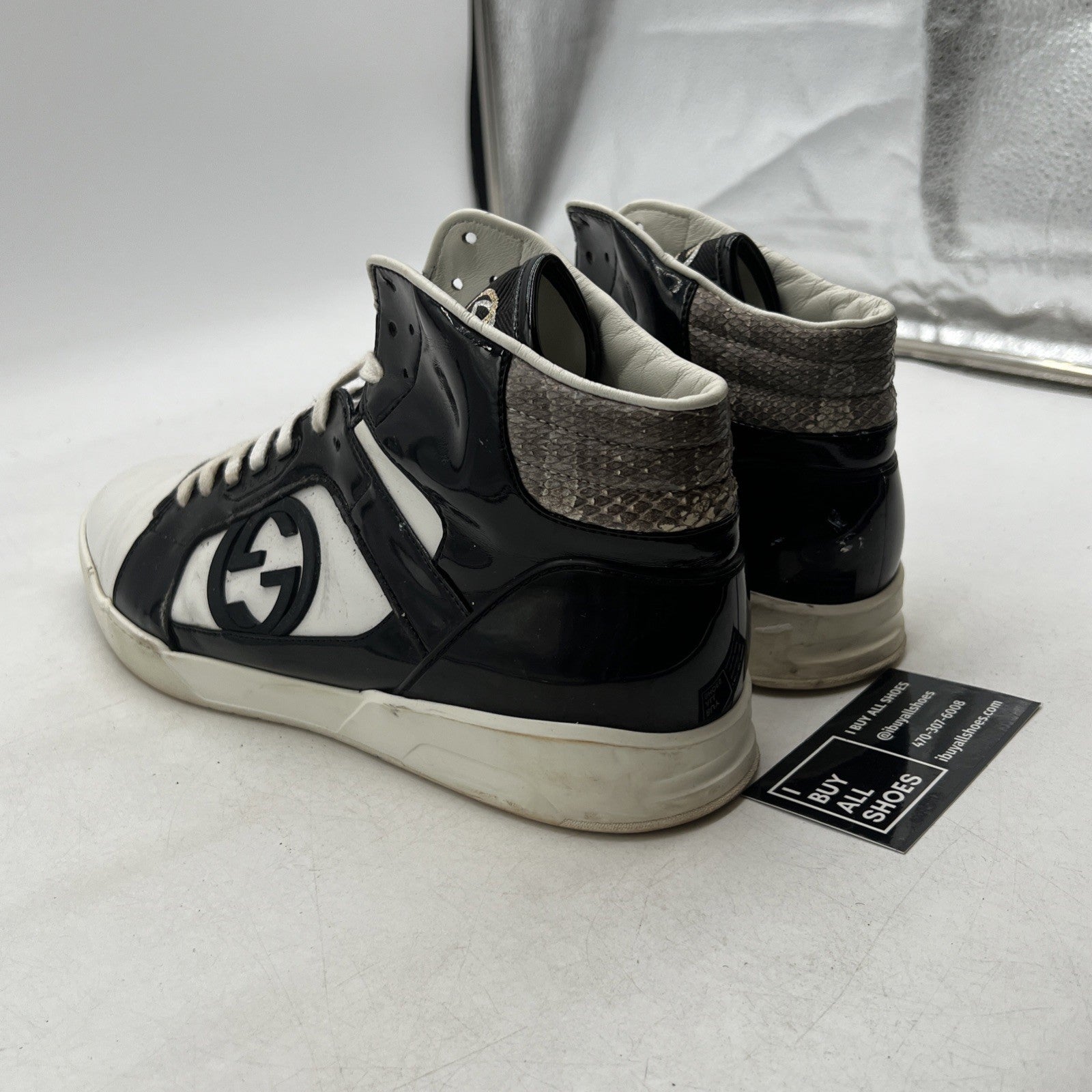 Size 12.5G - GUCCI Rebound Snakeskin High Top Sneakers GG