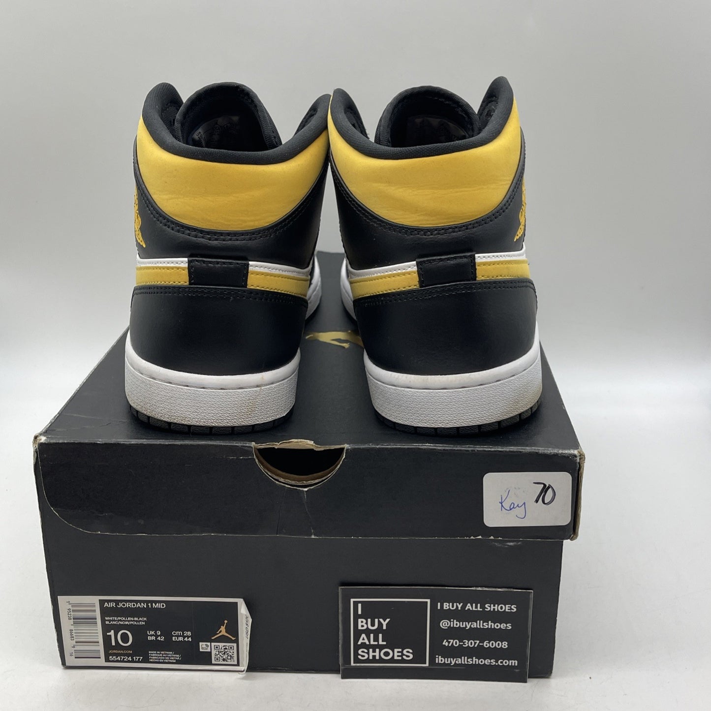 Size 10 - Air Jordan 1 Mid Black University Gold (554724-177)