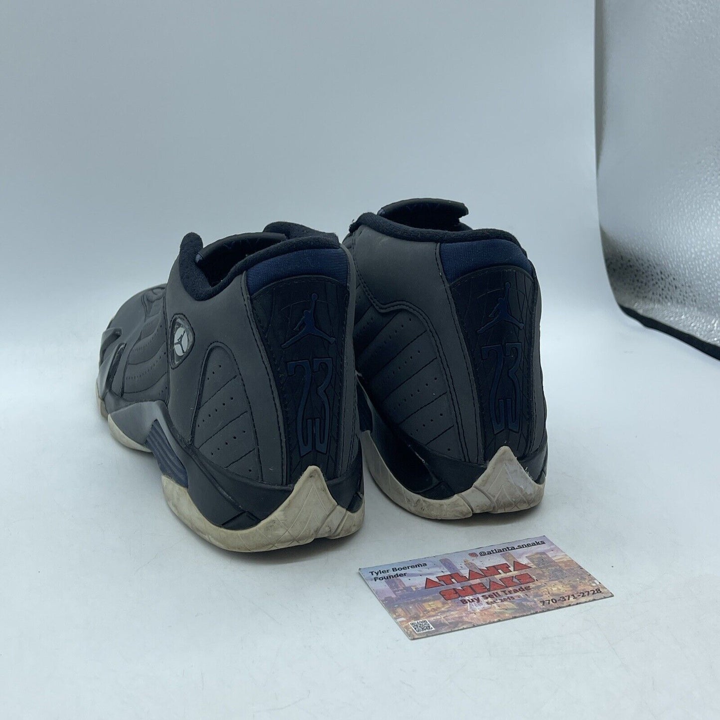 Size 7Y (GS) - Jordan 14 Retro Mid Graphite Navy Grey Suede Leather (312091-011)