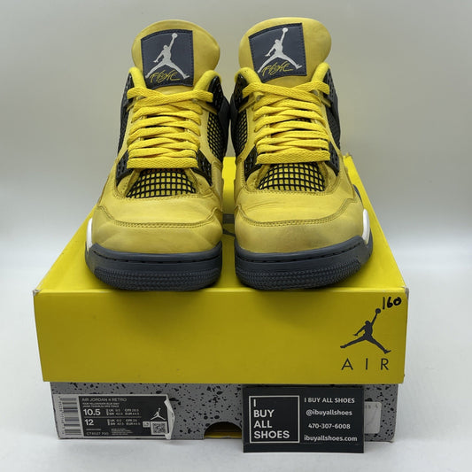 Size 10.5 - Jordan 4 Retro Mid Lightning Yellow Grey Suede Leather (CT8527-700)