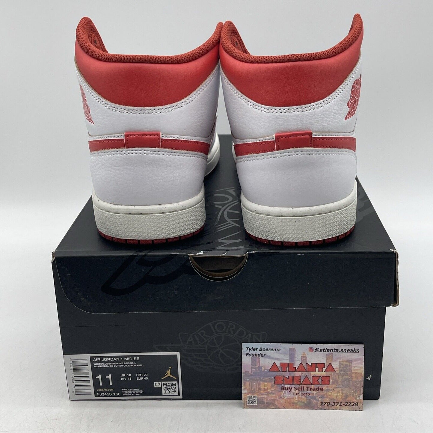 Size 11 - Air Jordan 1 Mid White Dune Red White Red Leather (FJ3458-160)