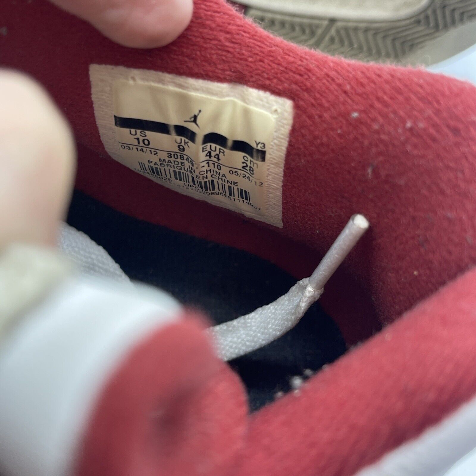 Size 10 - Jordan 4 Retro Fire Red 2012 Black White Leather (308497-110)