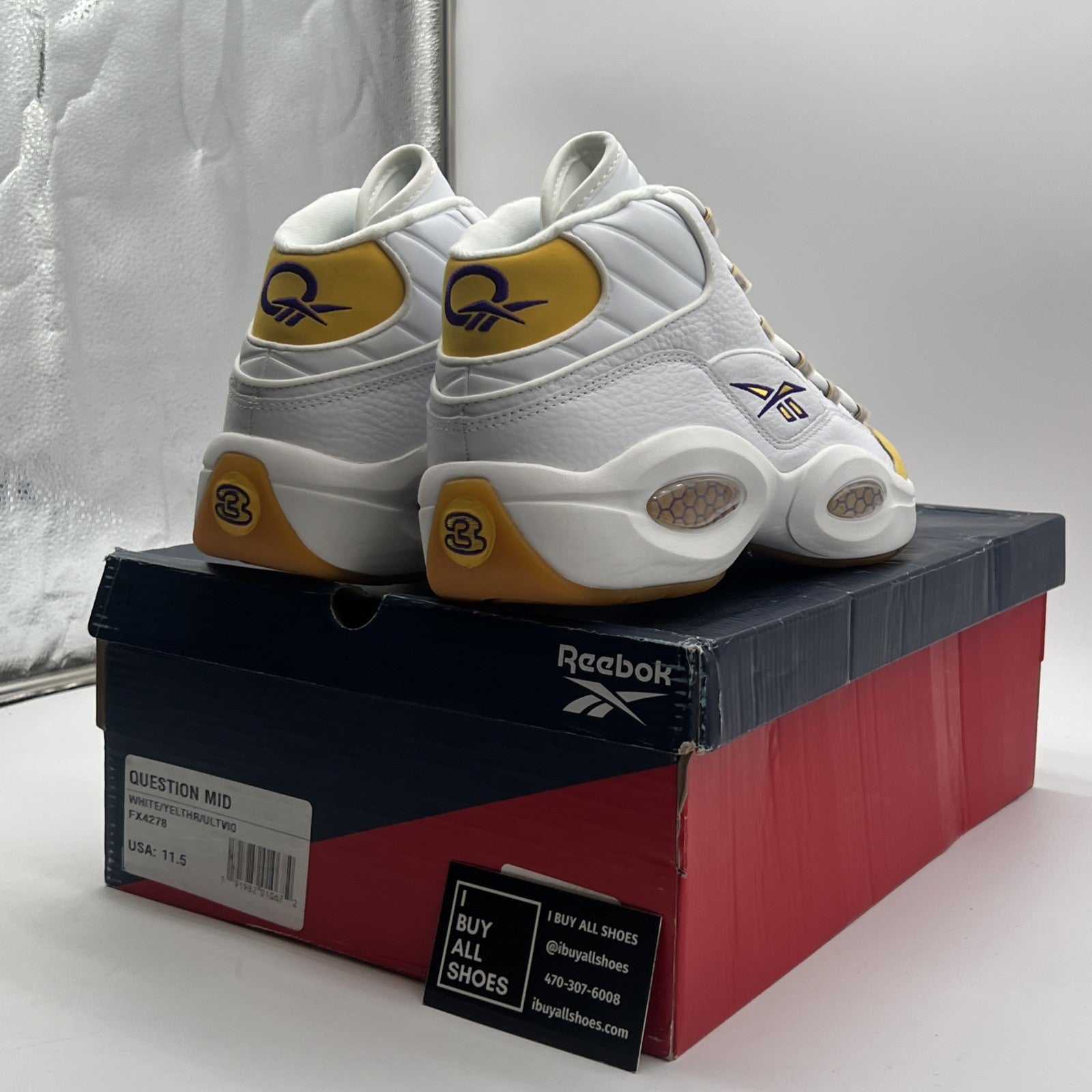 Size 11.5 - Reebok Question Mid Yellow Toe (FX4278)