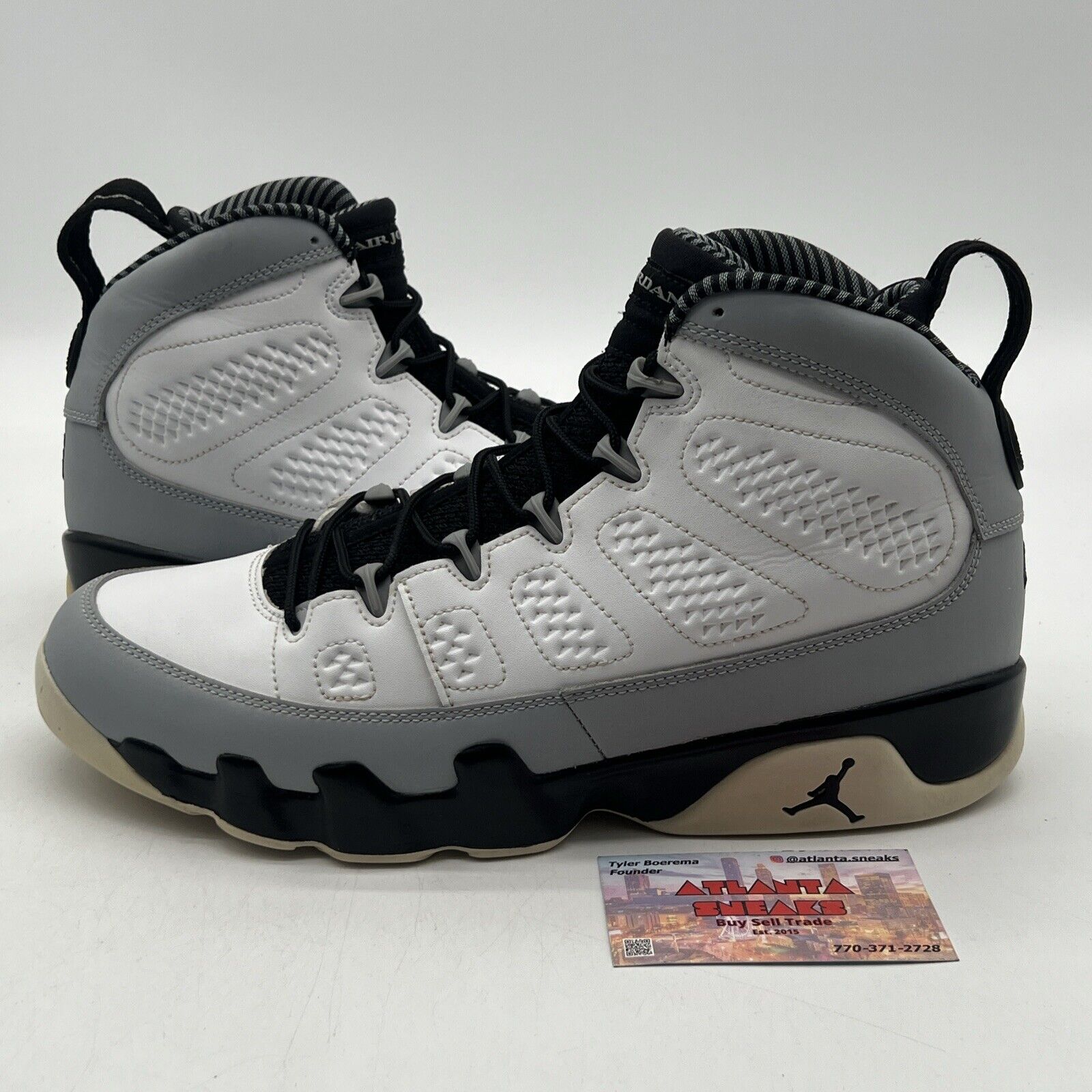 Size 10.5 - Air Jordan 9 Retro Barons Black White Grey Leather (302370-106)