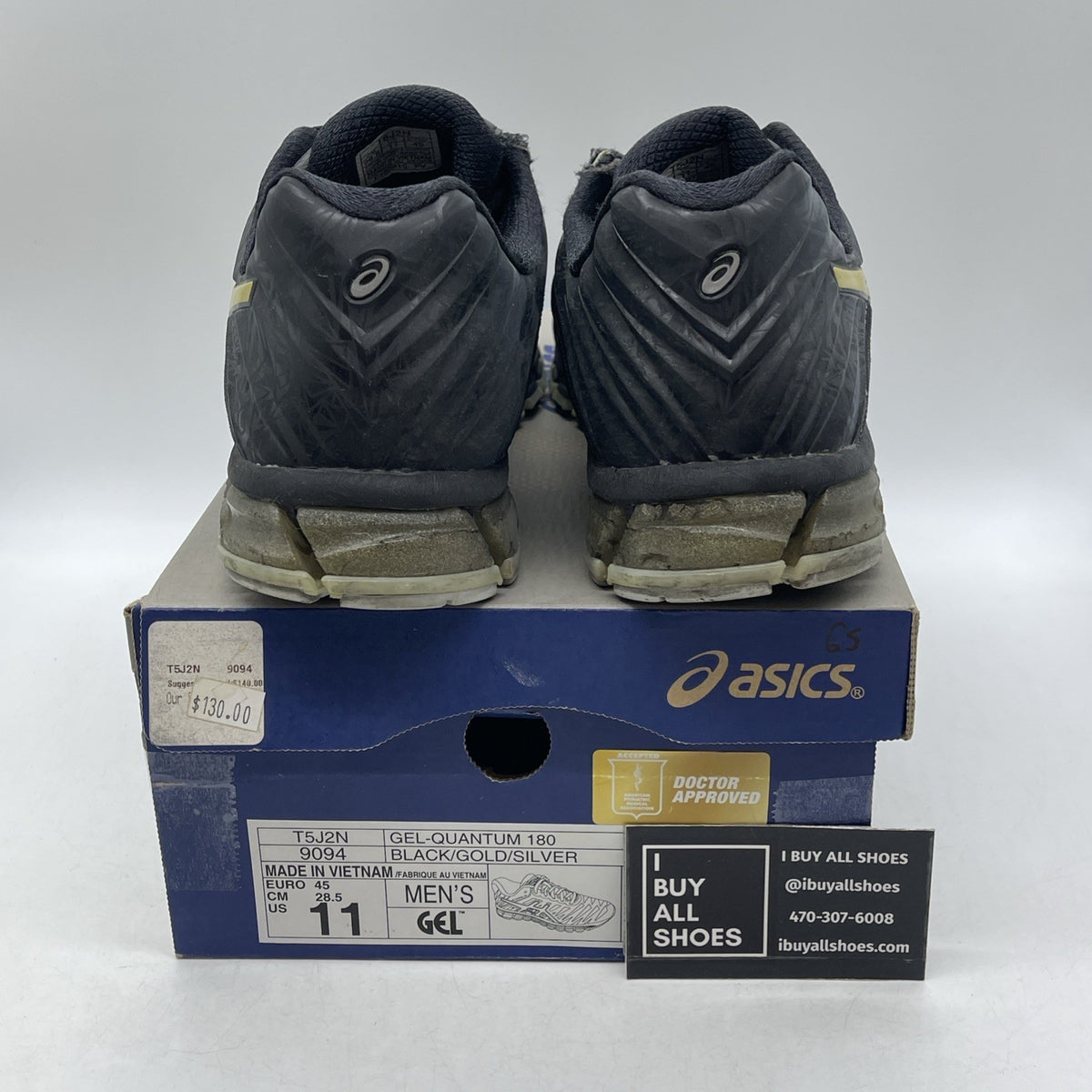 Size 11 - Asics Black Running Gel Quantum 180 (T5J7N)