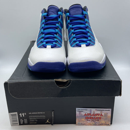 Size 11.5 - Air Jordan 10 Retro Charlotte Hornets White Blue (310805-107)