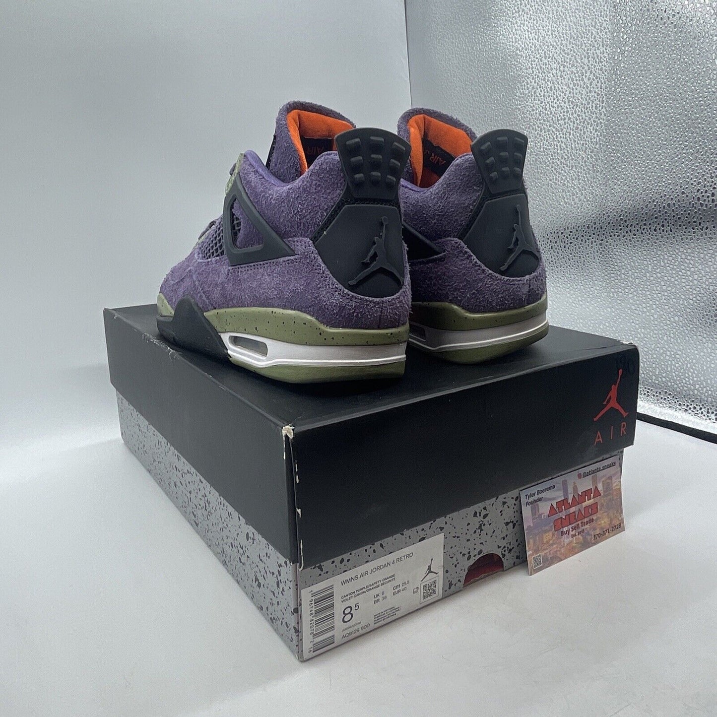 Size 8.5W - Jordan 4 Retro Mid Canyon Purple Black Green White (AQ9129-500)