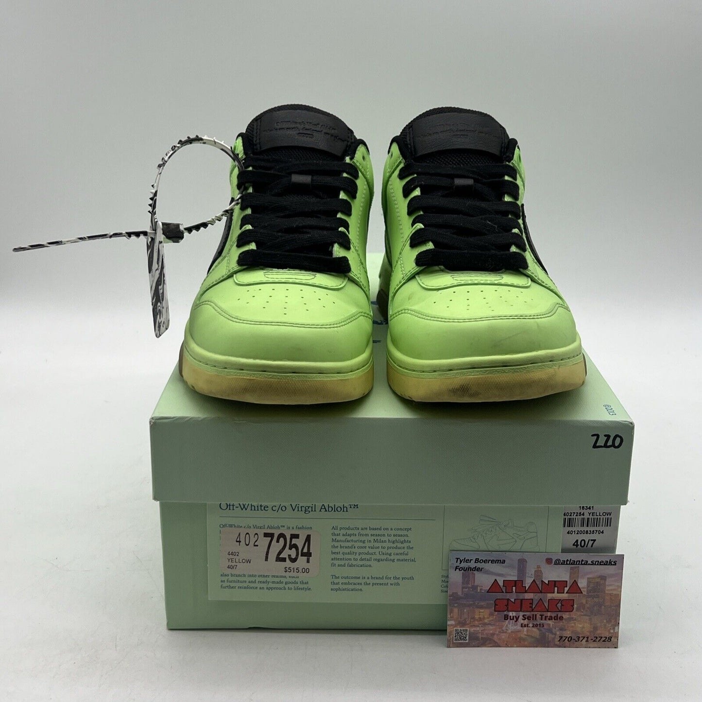 Size 9.5 - Off-White Out of Office Low Fluo Green Yellow Black