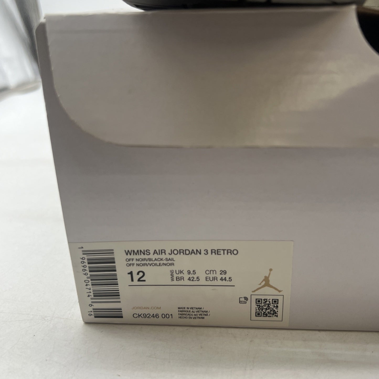 Size 12W - Air Jordan 3 Retro- Off Noir/Black-Sail (CK9246-001)