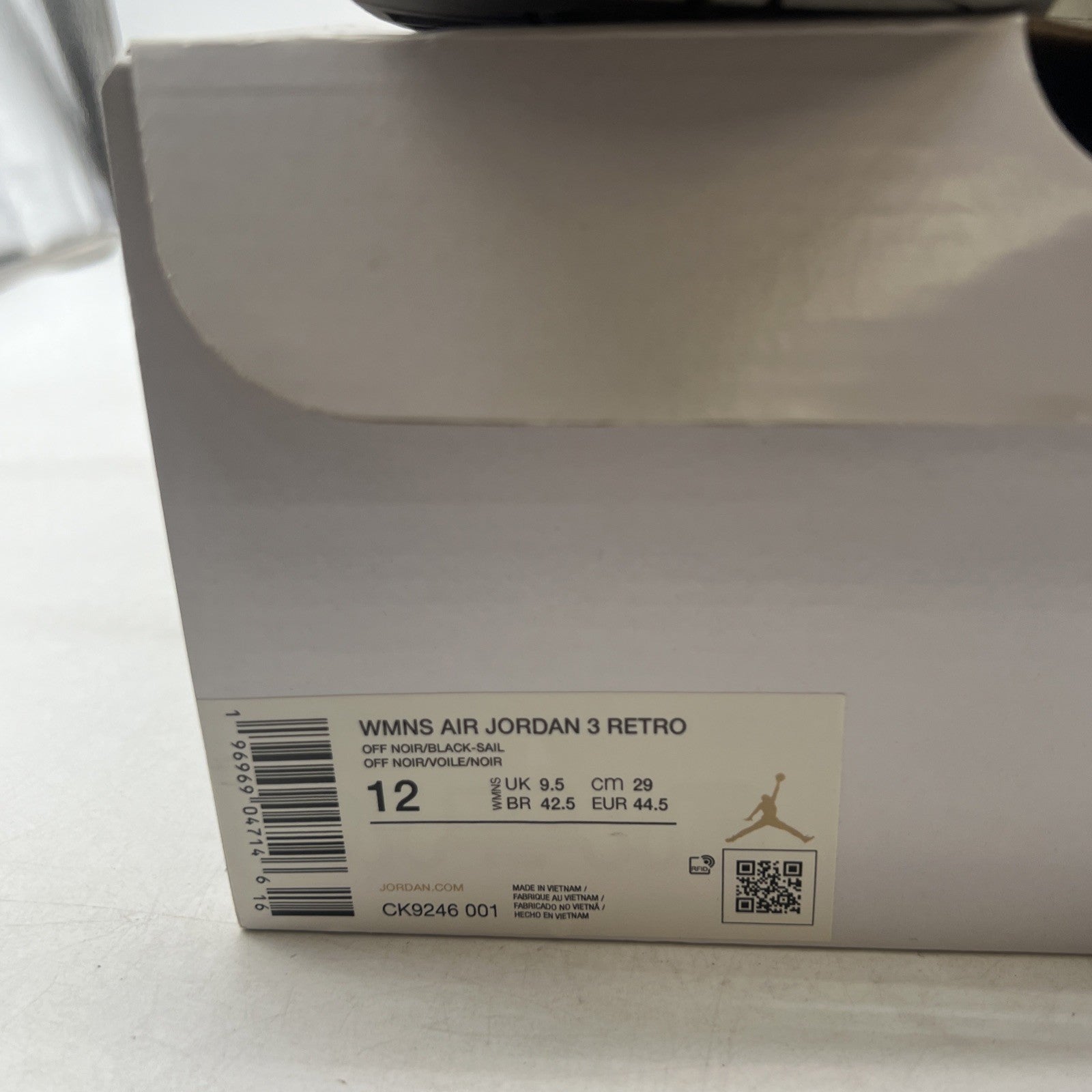 Size 12W - Air Jordan 3 Retro- Off Noir/Black-Sail (CK9246-001)