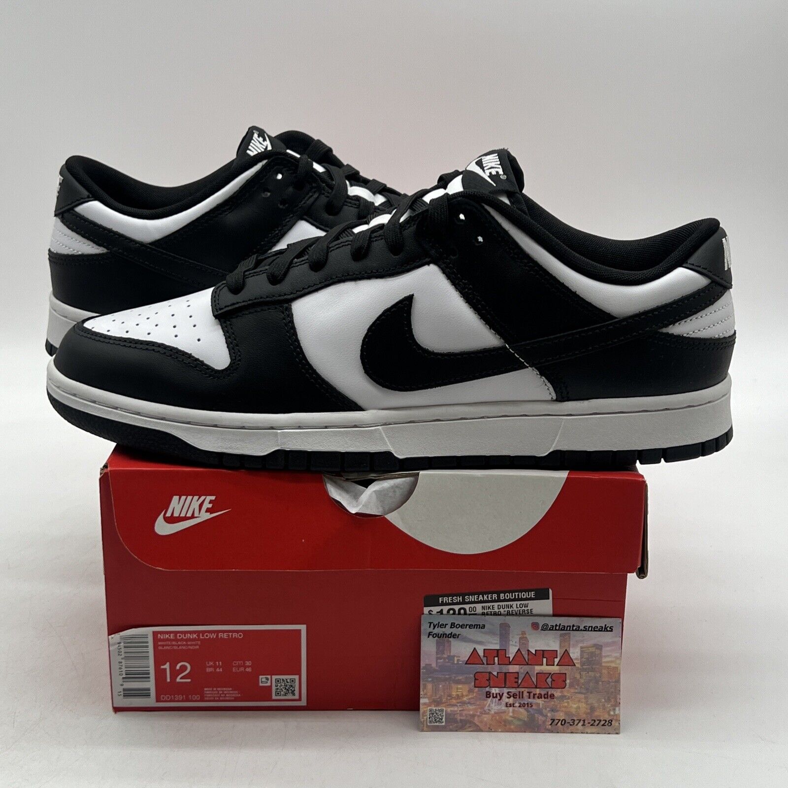 Size 12 - Nike Dunk Low Black White Leather (DD1391-100)