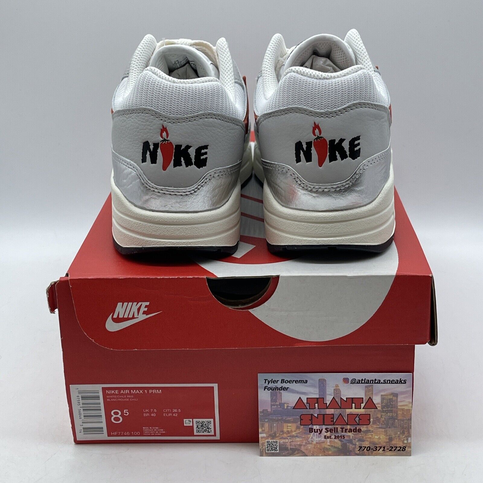 Size 8.5 - Nike Air Max 1 Premium SE Hot Sauce Silver Red White (HF7746-100)