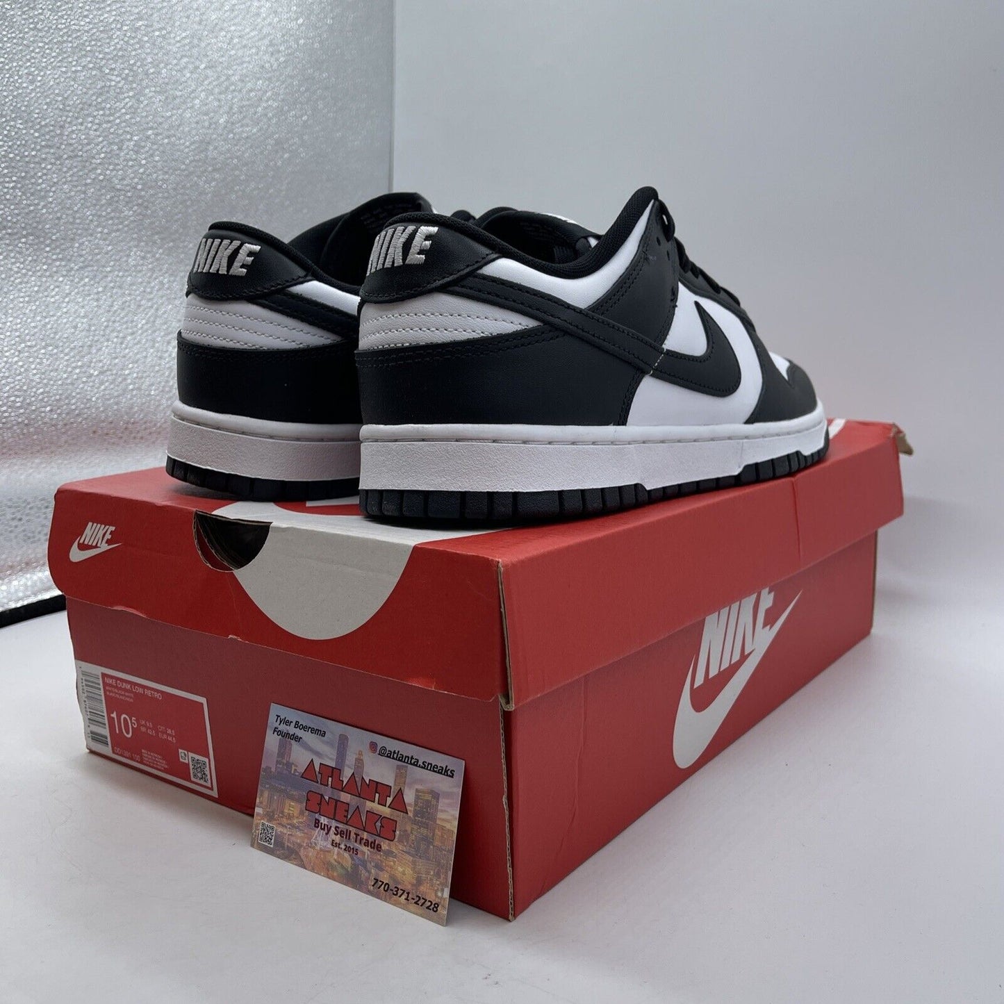 Size 10.5 - Nike Dunk Low Black White Leather (DD1391-100)