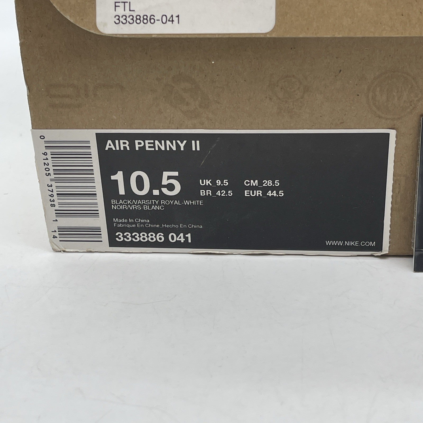 Size 10.5 - Nike Air Penny 2 Black Royal Blue White Suede (333886-041)