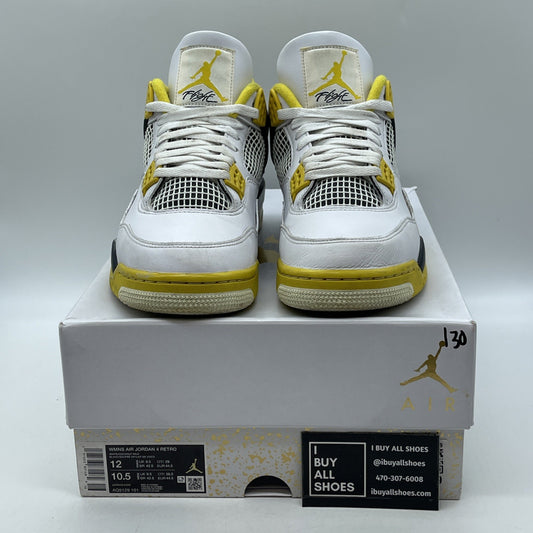 Size 12W - Air Jordan 4 Retro Vivid Sulfur White Yellow Leather (AQ9129-101)