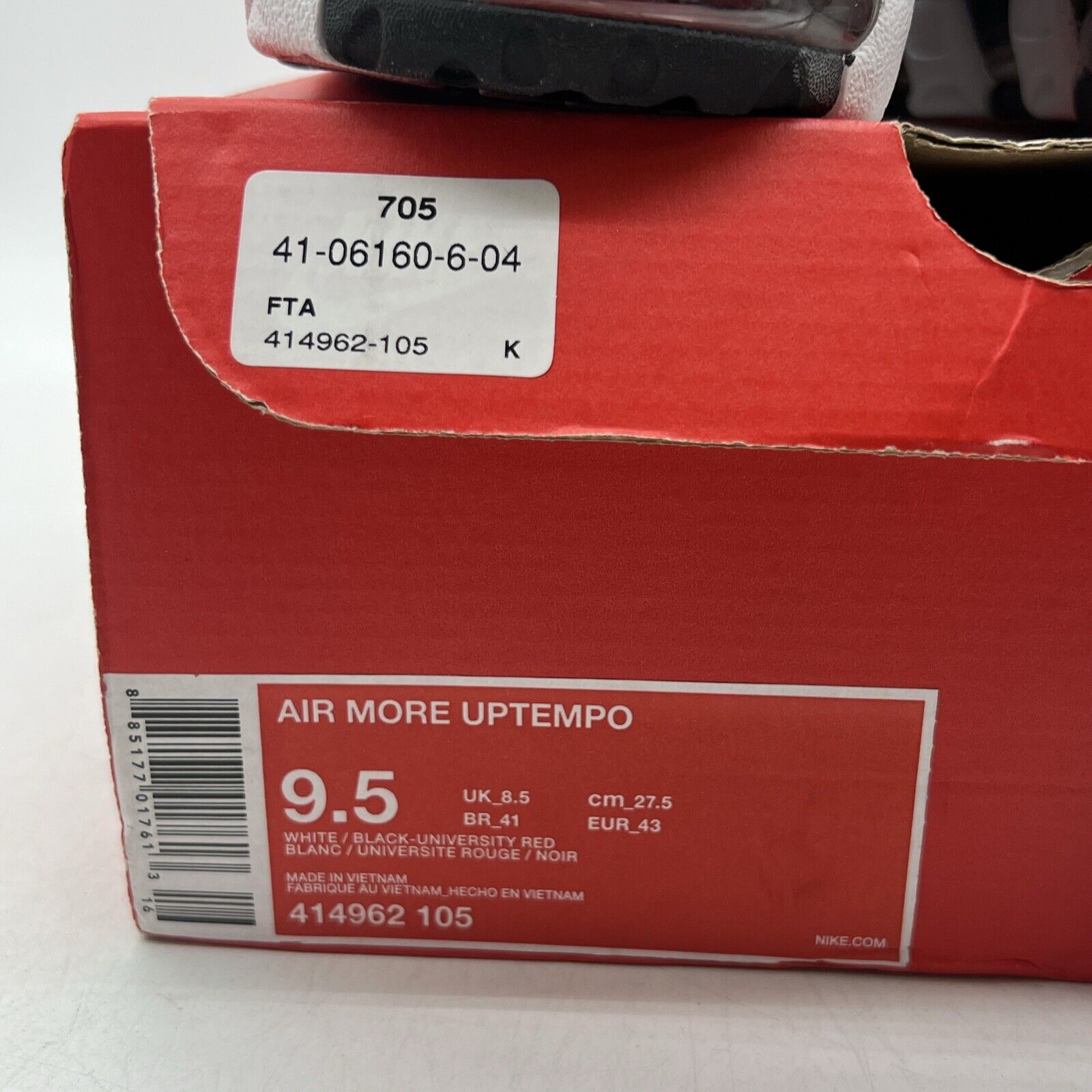 Size 9.5 - Nike Air More Uptempo Scottie Pippen Black White Leather (414062-105)