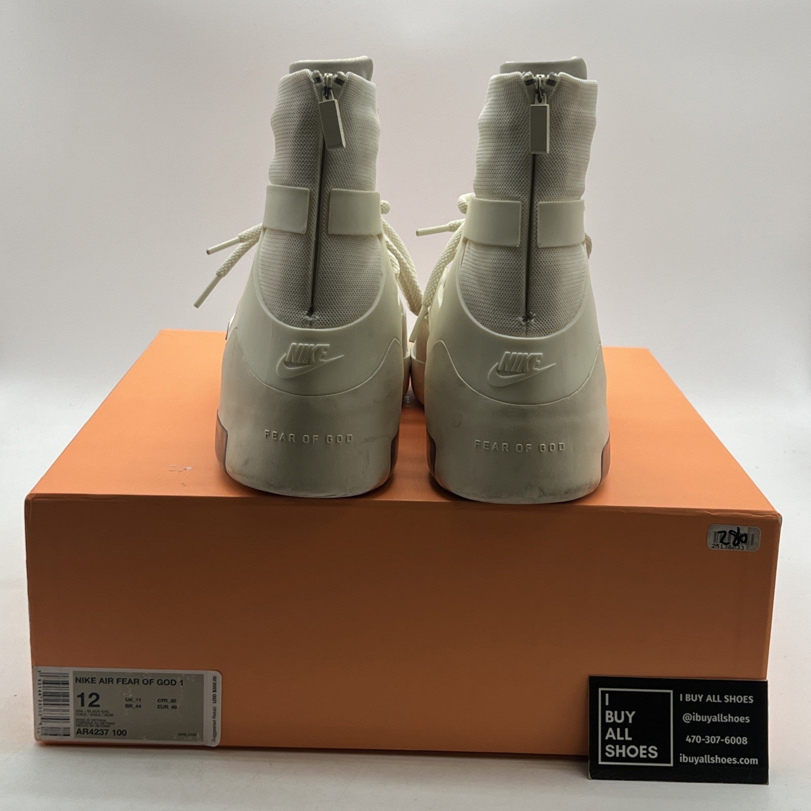 Size 12 - Nike Air Fear Of God 1 Sail (AR4237-100)