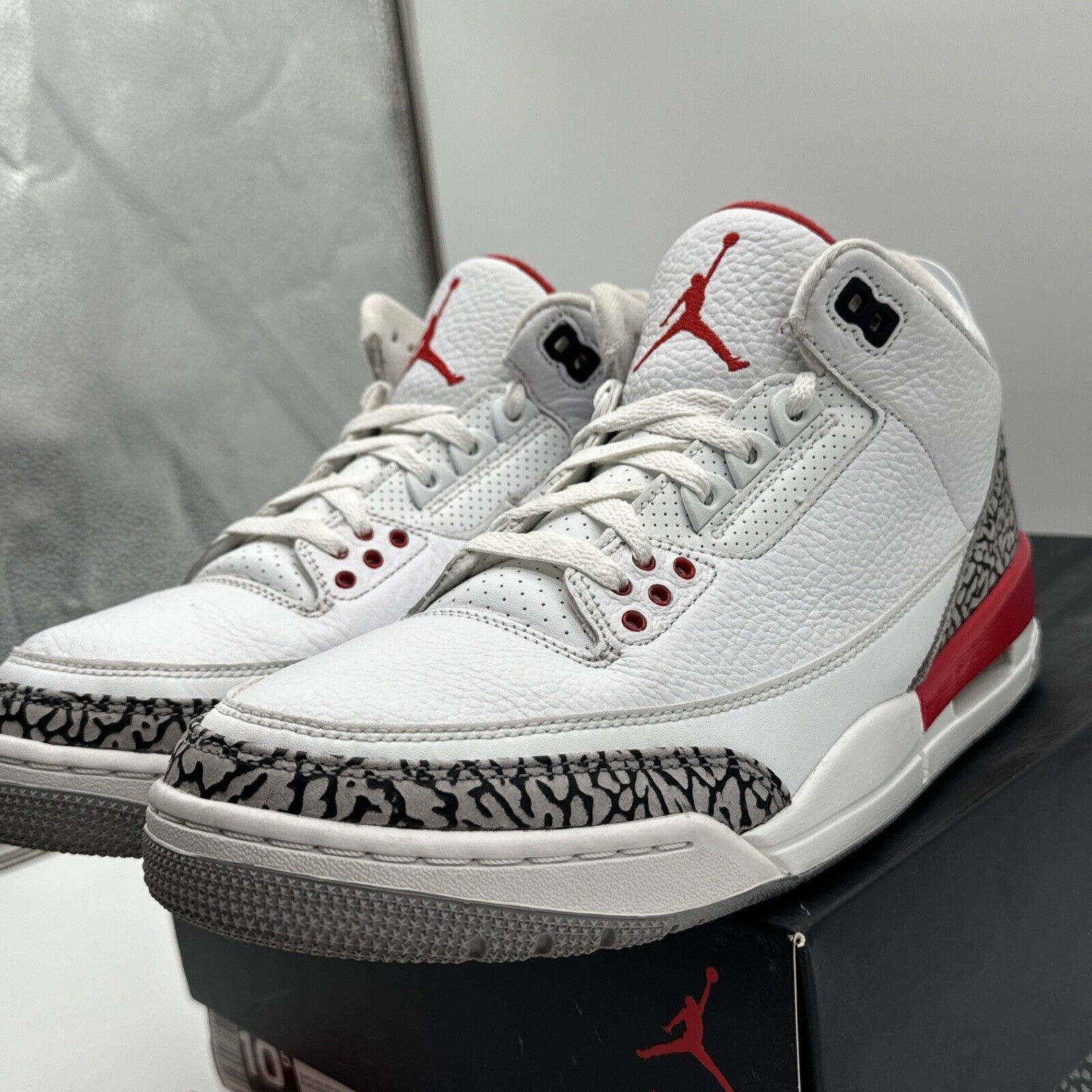 Size 10.5 - Jordan 3 Retro Hall of Fame 2018 Katrina43: Elephant White Tumbled