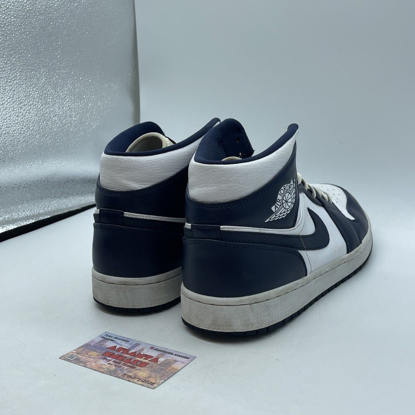 Size 13 - Air Jordan 1 Mid Obsidian Blue White Leather (554724-174)