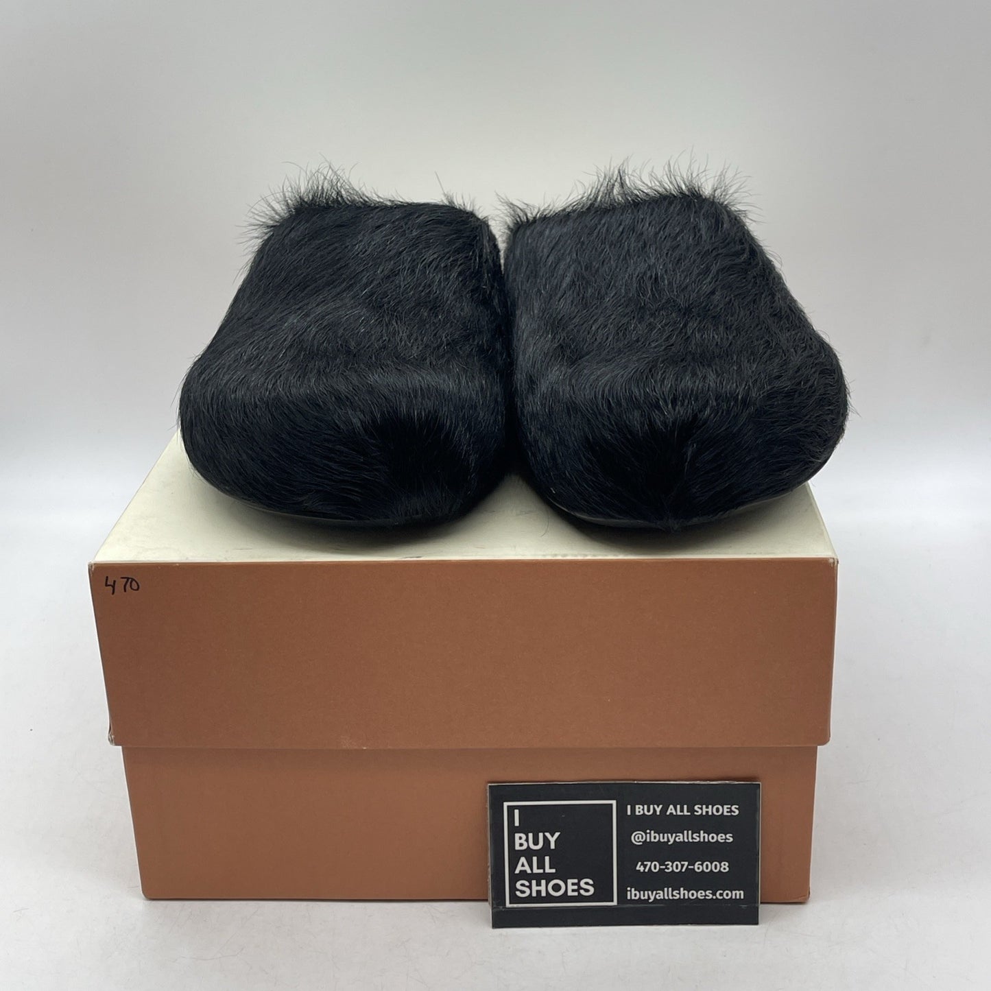Size 43 - Marni Black Long Hair Calfskin Fussbett  Sabot