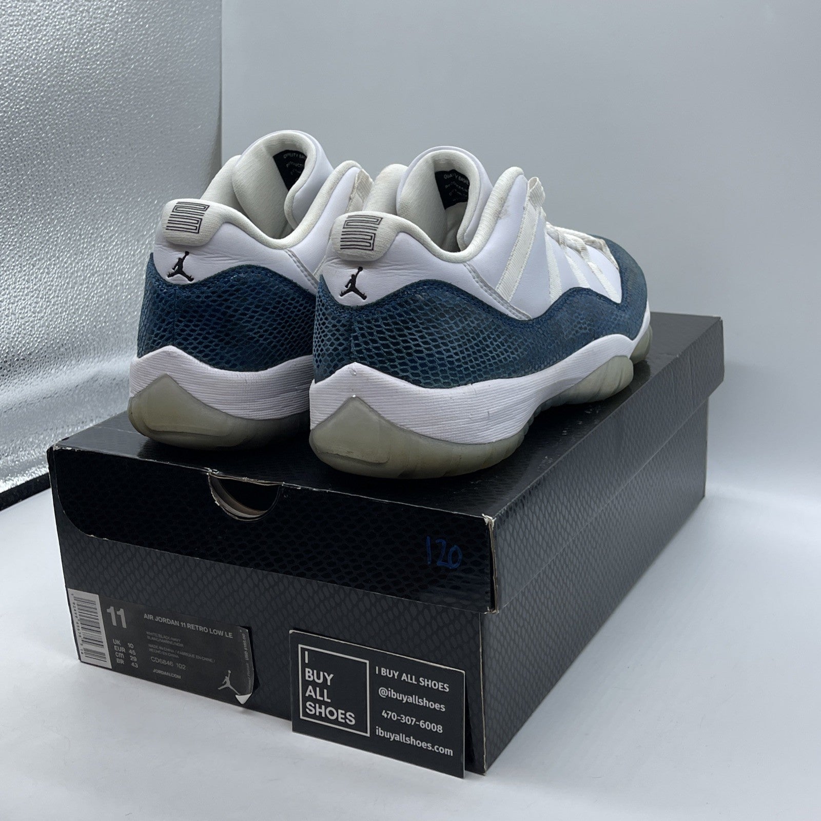 Size 11 - Jordan 11 Retro Low Snakeskin 2019 Blue White Leather (CD6846-102)