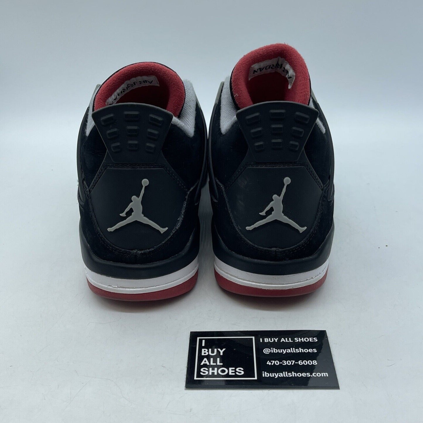 Size 10 - Jordan 4 Retro bred release 2012 Black White Grey Suede (308497-089)