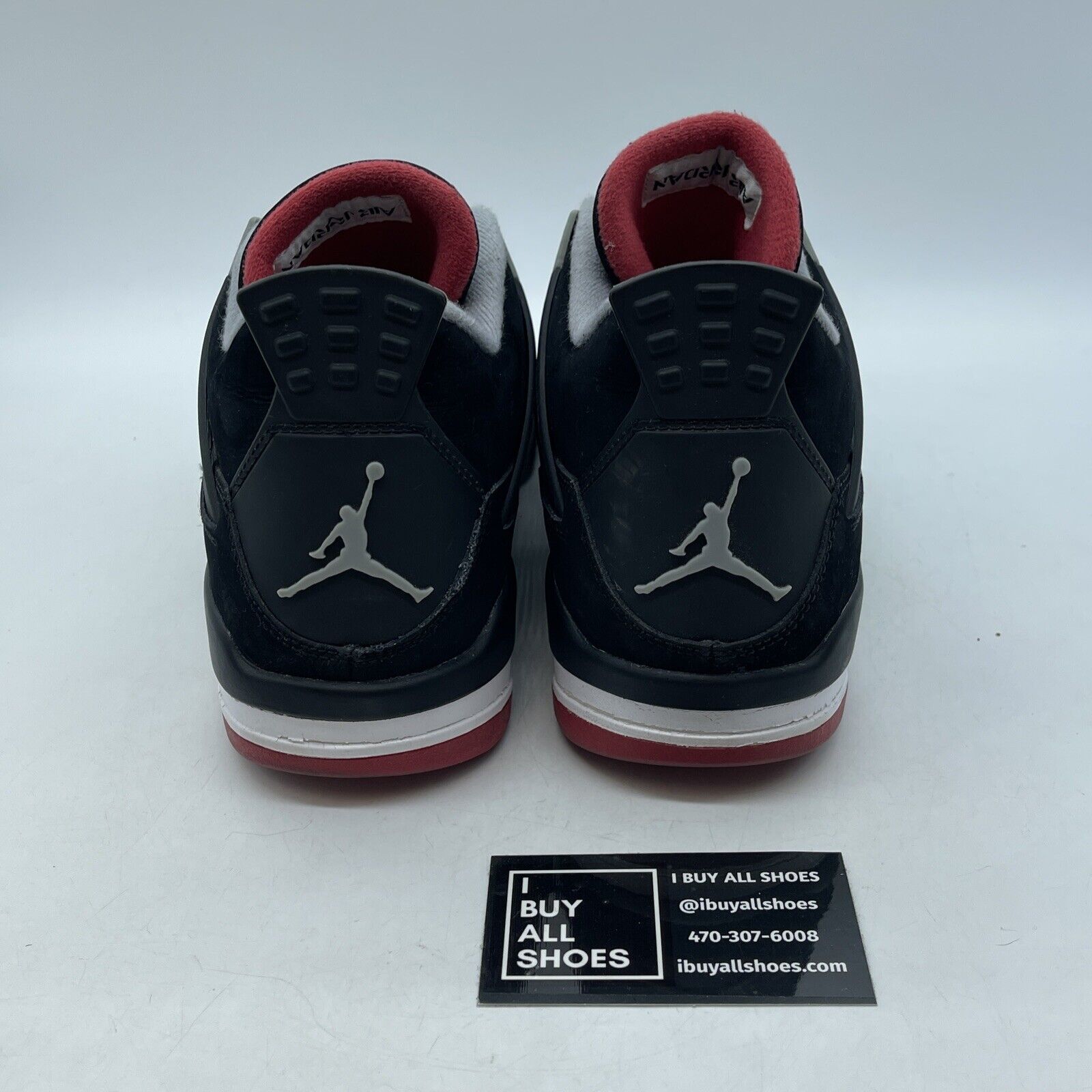 Size 10 - Jordan 4 Retro bred release 2012 Black White Grey Suede (308497-089)