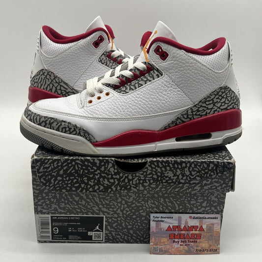 Size 9 - Jordan 3 Retro Mid Cardinal Red White Grey Black Leather (CT8532-126)