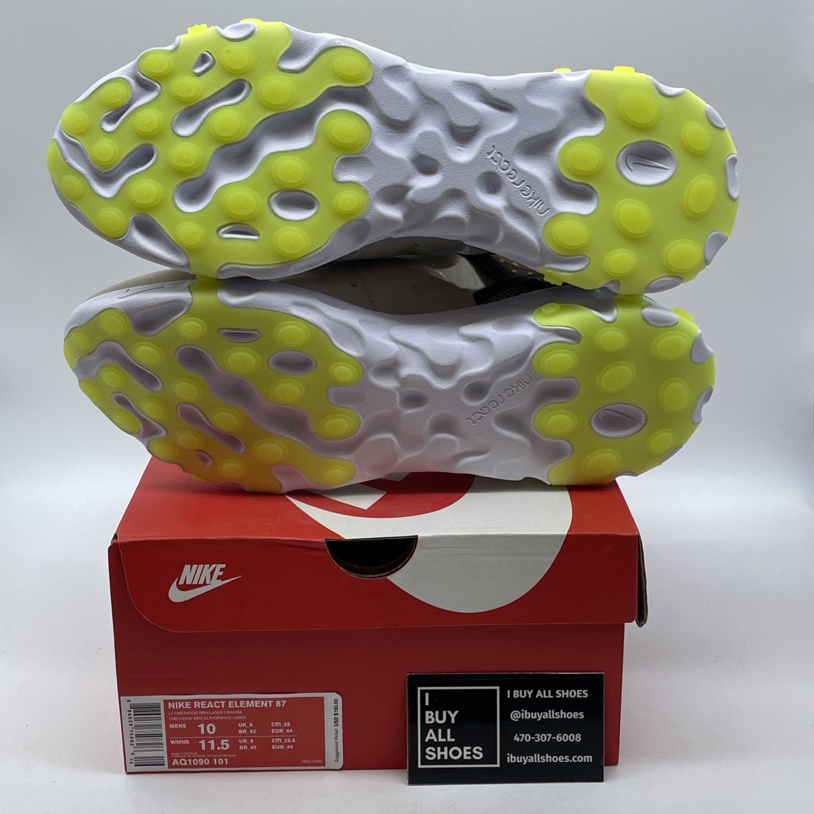 Size 10 - Nike React Element 87 Light Orewood Brown Suede (AQ1090-101)