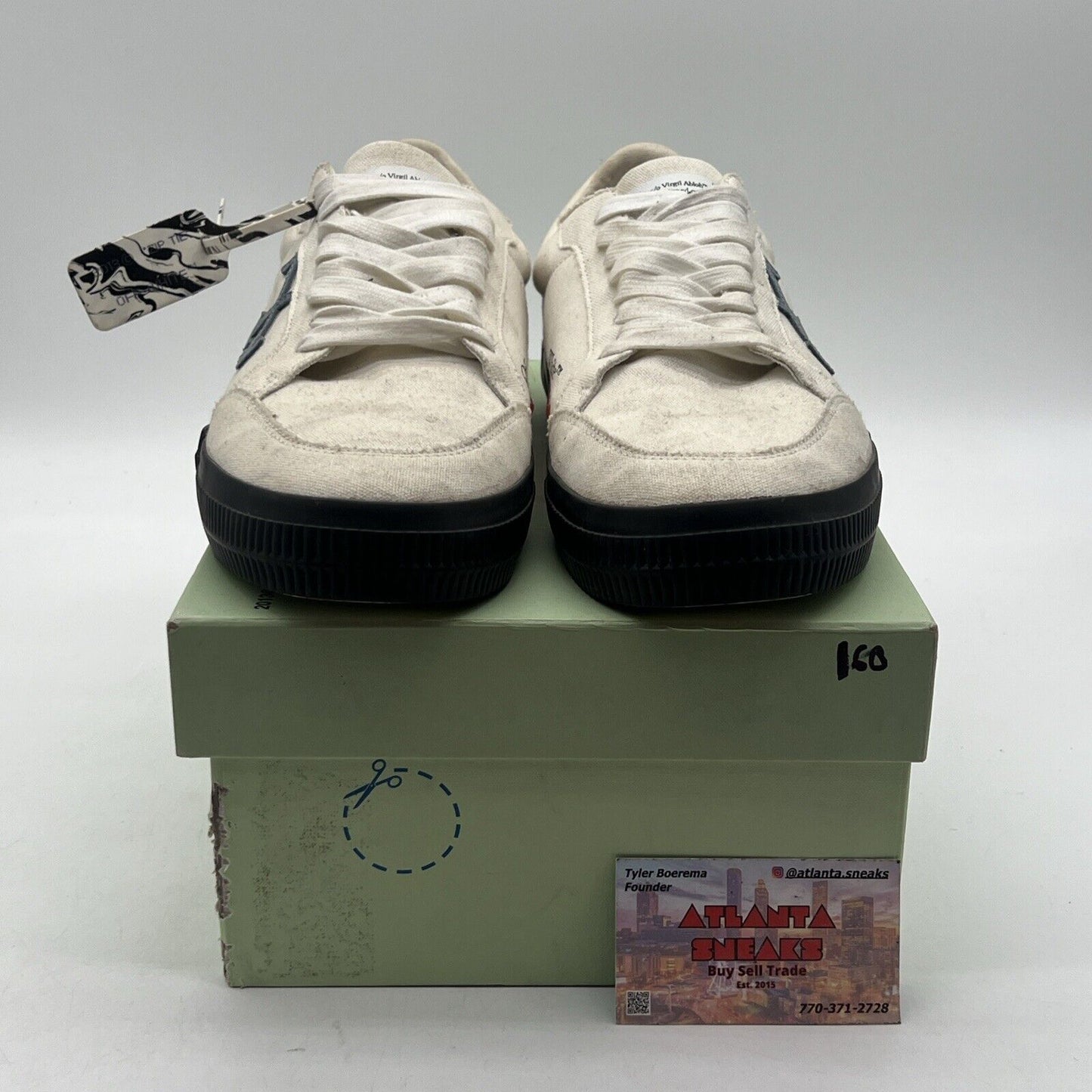 Off-White Vulc Low Light Blue Design White Sneakers