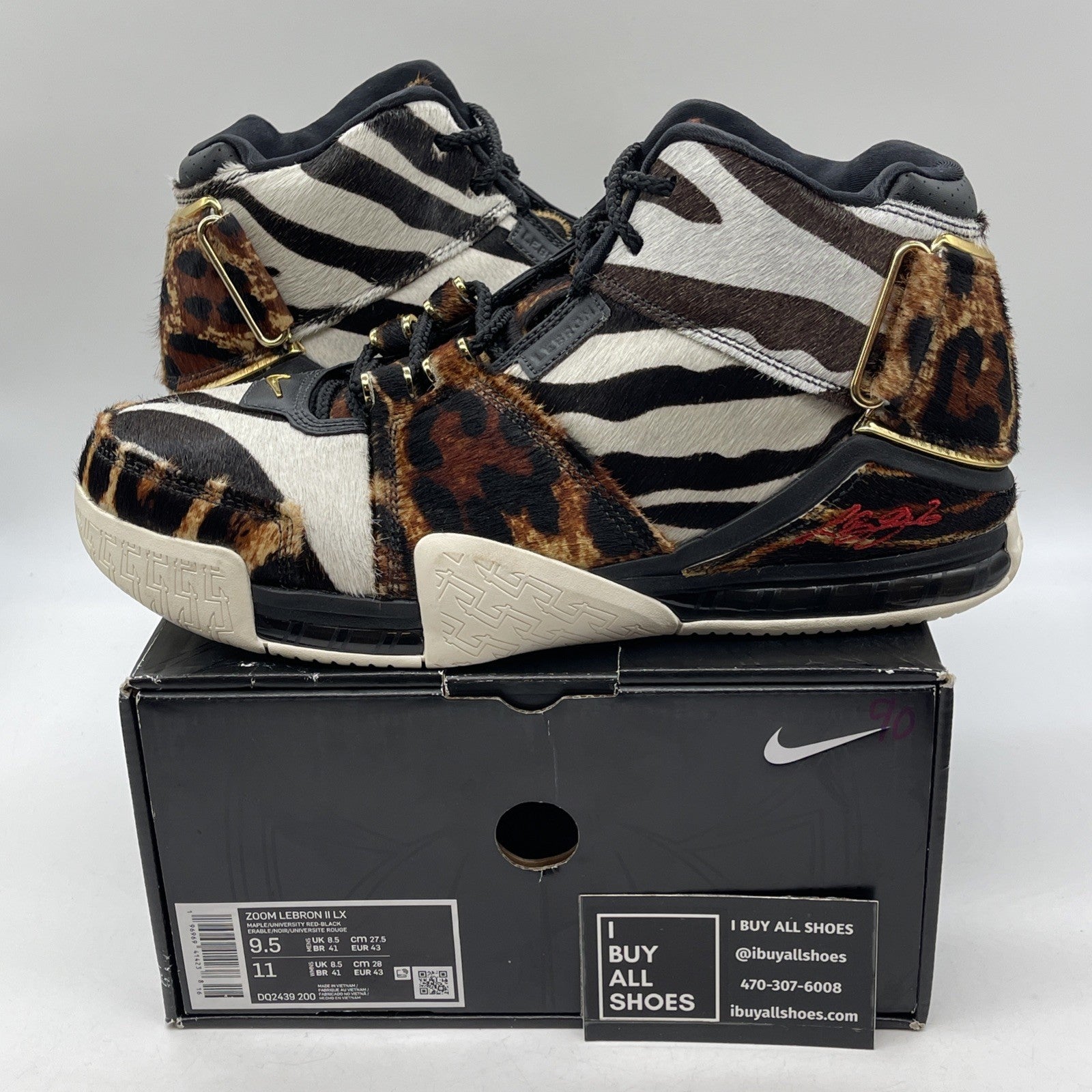 Size 9.5 - Nike Zoom LeBron 2 Beast Brown Black White Suede (DQ2439-200)