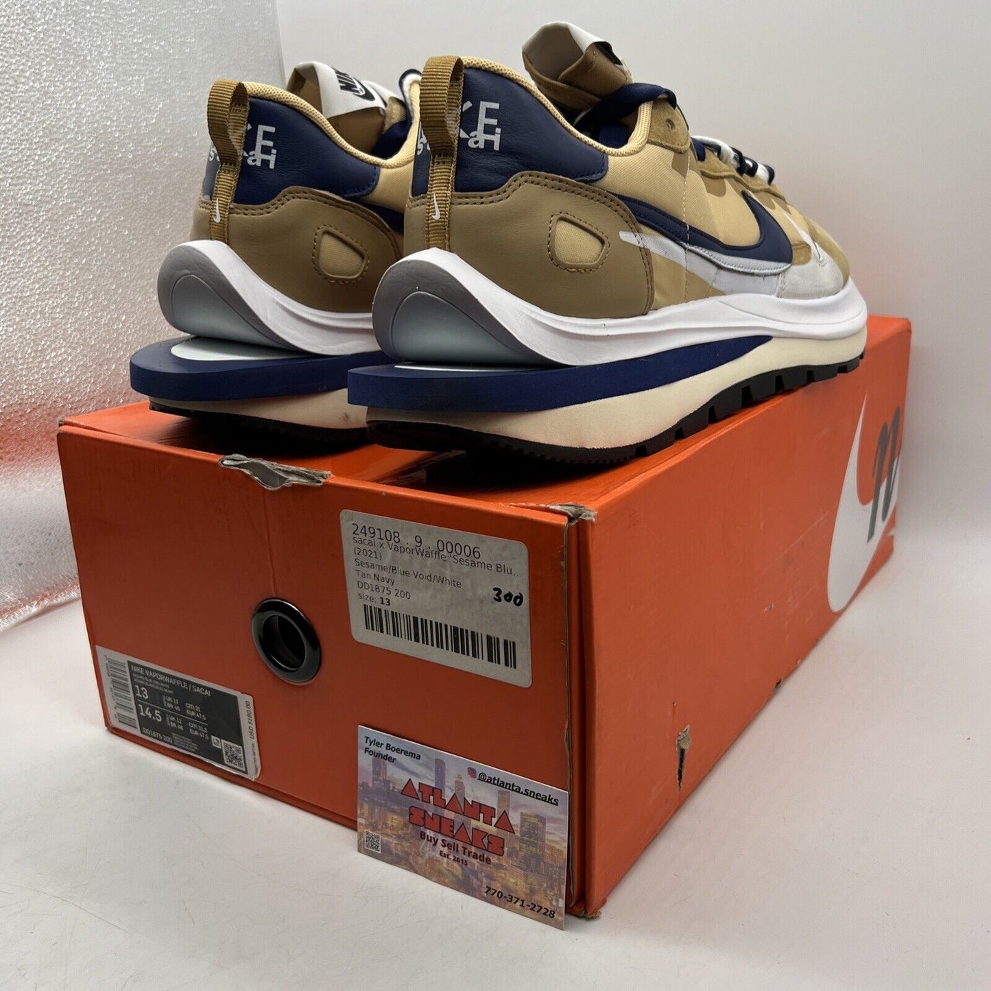 Size 13 - Nike VaporWaffle x Sacai Tan Navy White (DD1875-200)