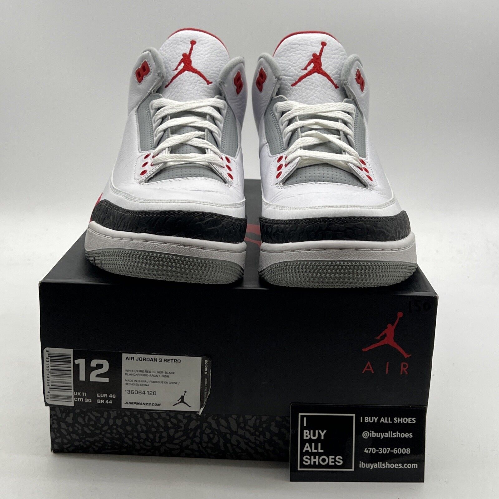 Size 12 - Air Jordan 3 Retro 2013 Fire Red (136064-120)