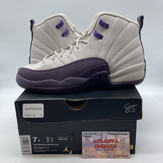 Size 7Y - Jordan 12 Retro Desert Sand (GS) Purple White Leather ( 510815-001)