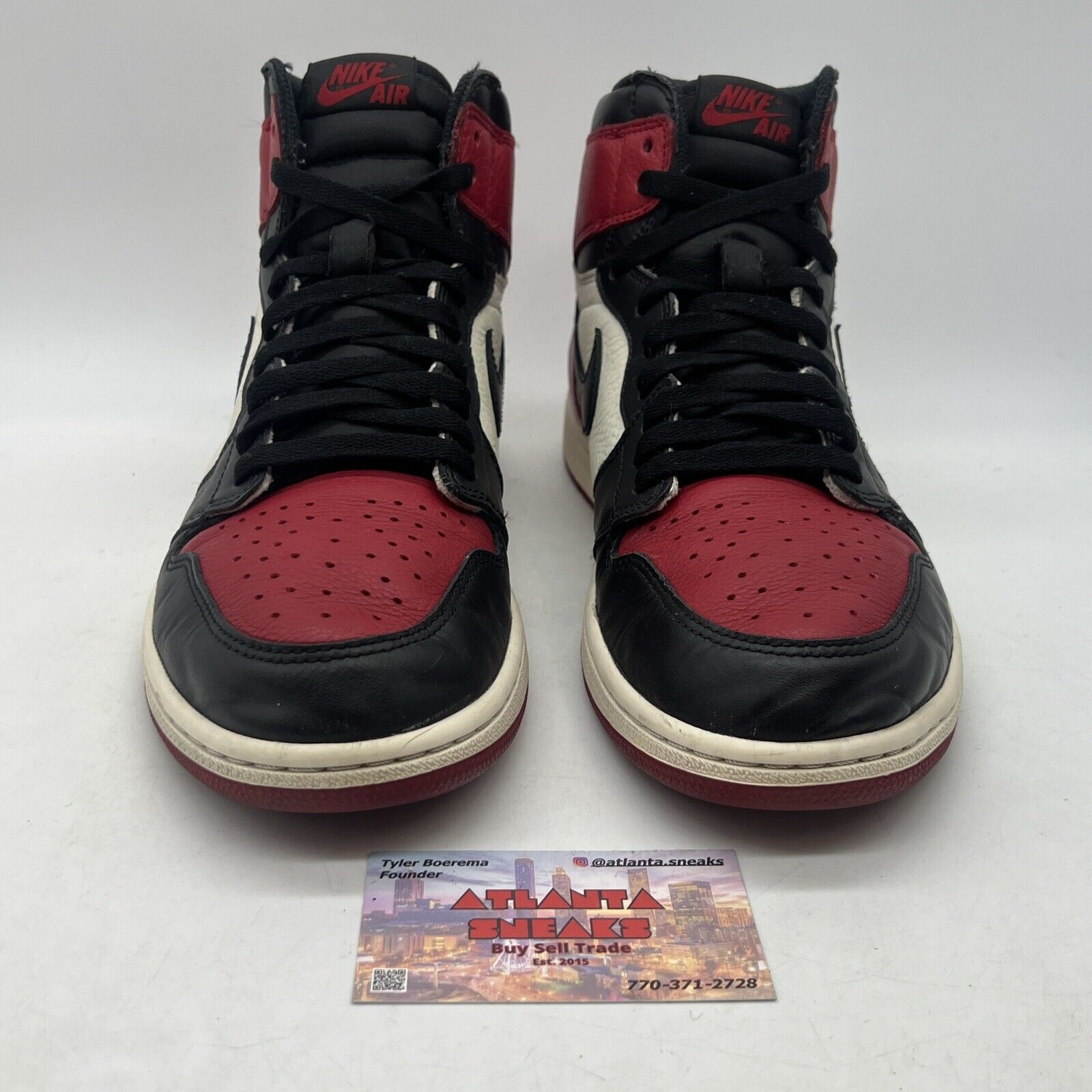 Size 11.5 - Jordan 1 Retro OG High Bred Toe Black White Red Leather (555088-610)