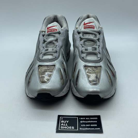 Size 13 - Nike Supreme x Air Max 96 Metallic Silver Red Leather (CV7652-001)
