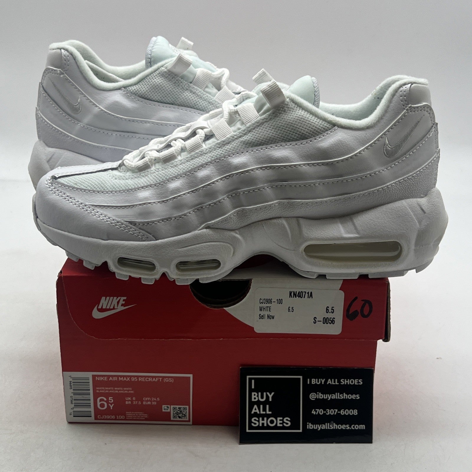 Size 6.5Y - Nike Air Max 95 Essential White Silver (CJ3906-100)