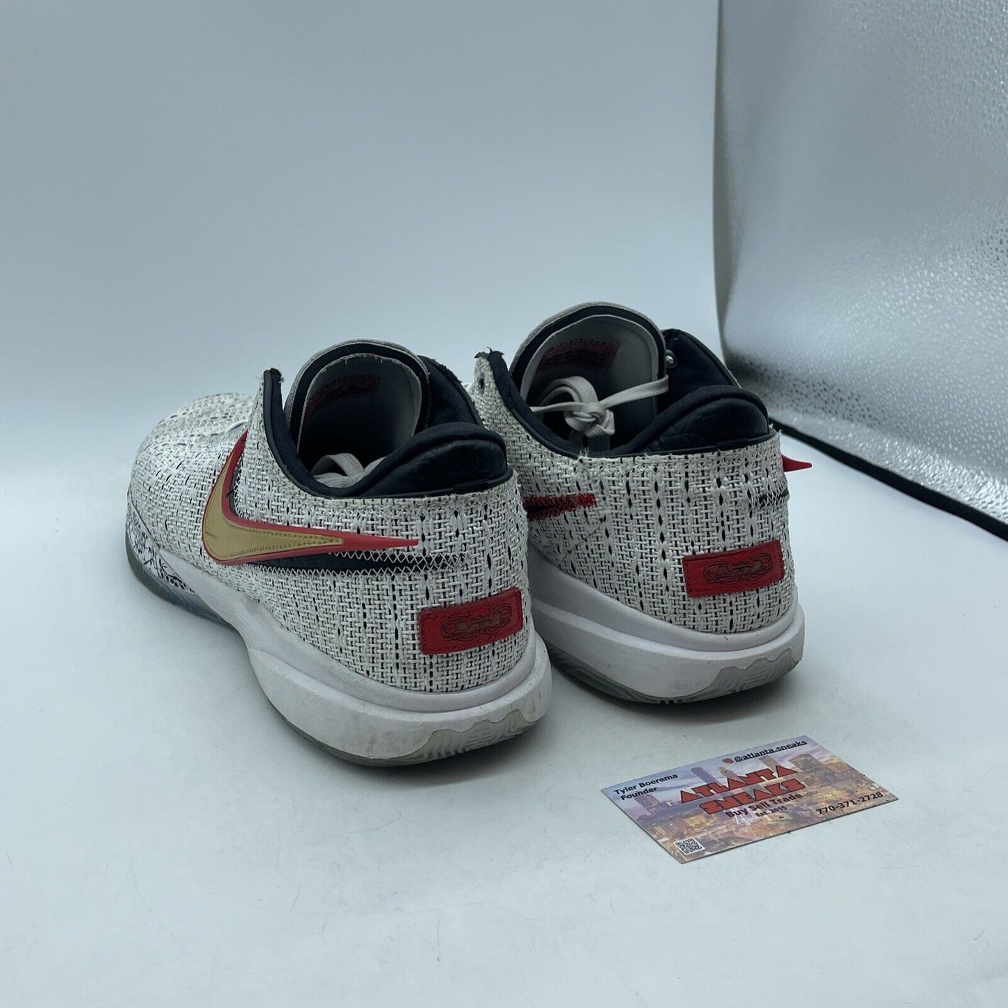 Size 14 - Nike LeBron 20 The Debut 2 White Red Suede Black Leather (DJ5423-100)
