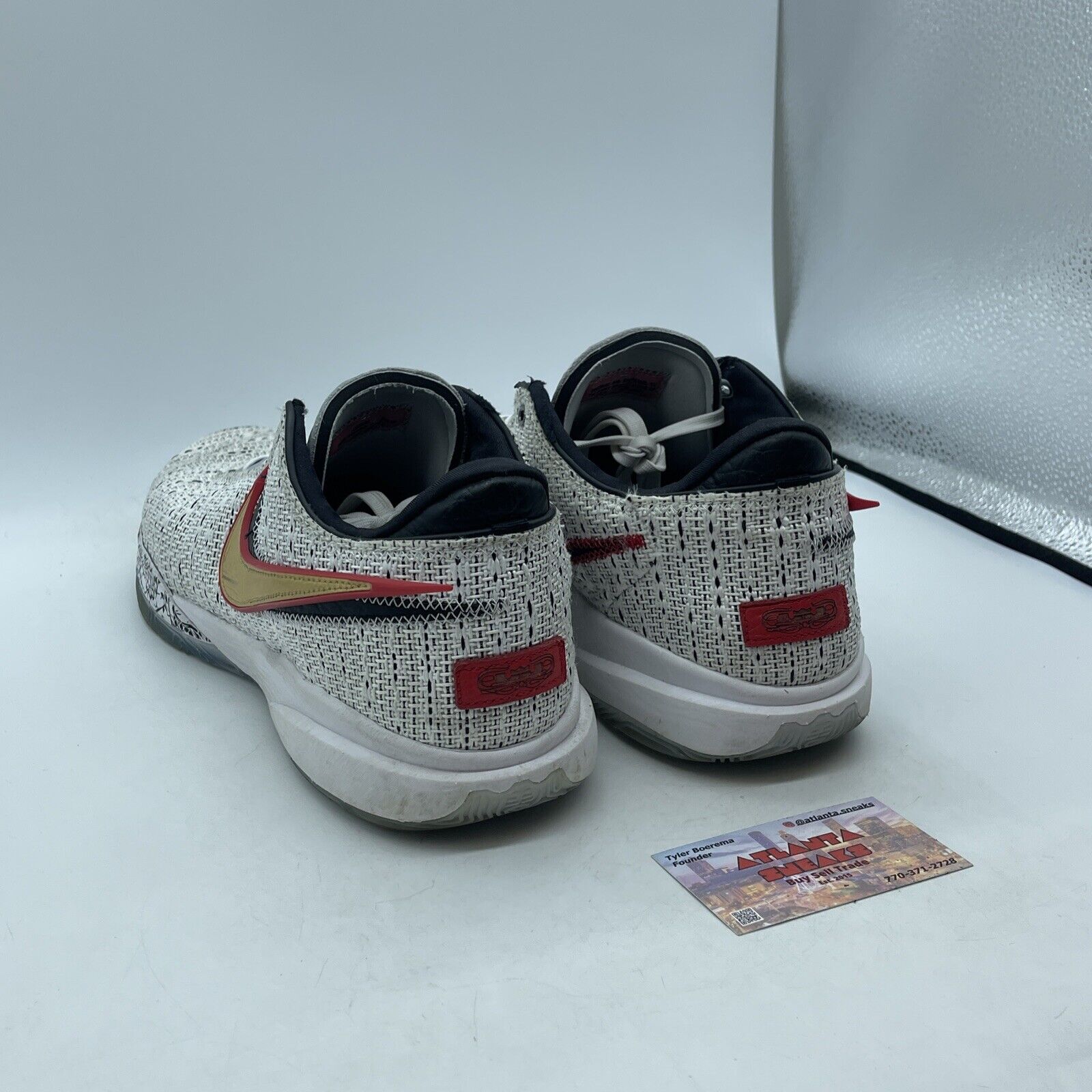 Size 14 - Nike LeBron 20 The Debut 2 White Red Suede Black Leather (DJ5423-100)
