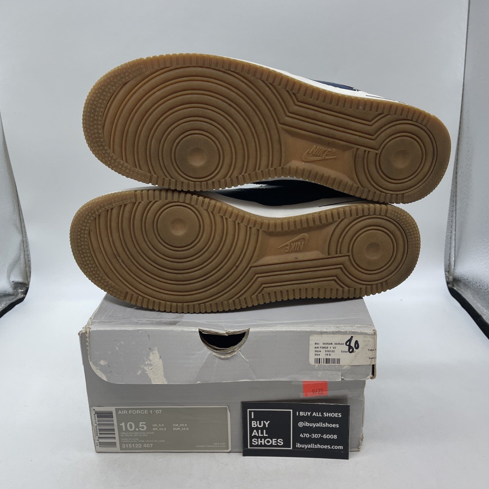 Size 10.5 - Nike Air Force 1 '07 Low Obsidian (315122-407)